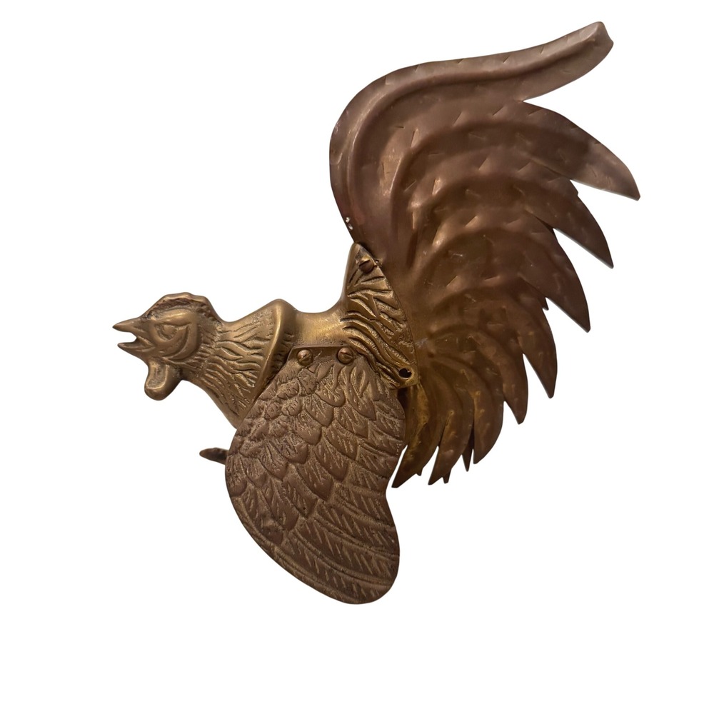 Vintage Brass Rooster‎ Figurine Metal Art Sculpture Made in Hong Kong - Picture 6 of 10